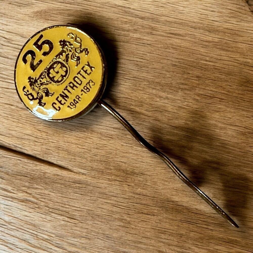 Vintage Centrotex Hat Lapel Pin Czechoslovakian Collectible 25 Anniversary 70s